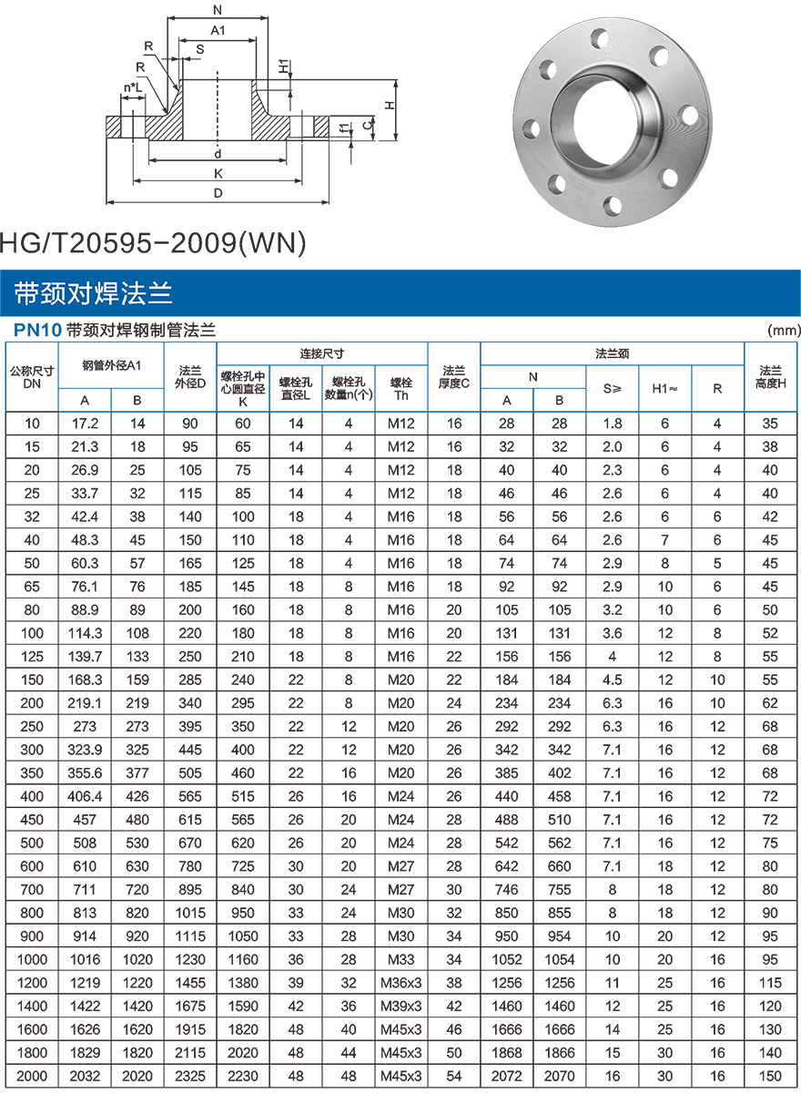 PN10带颈对焊钢制管法兰